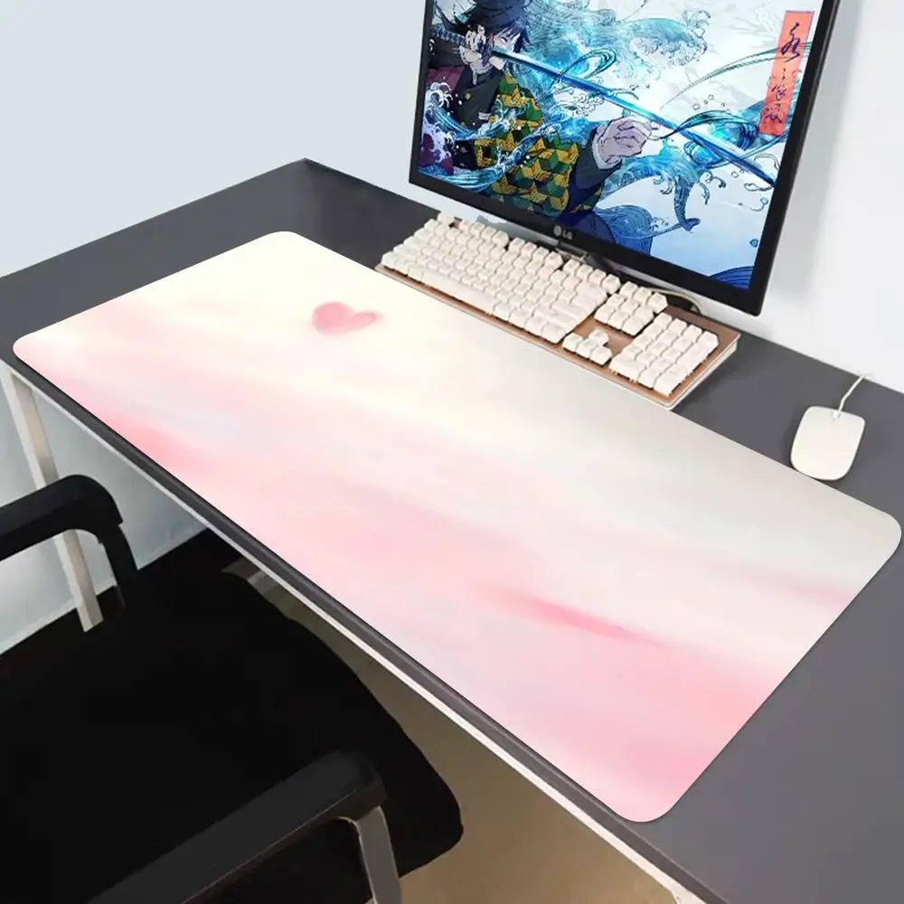 

Hot Selling Simple Color Cute Pink Love Leather Table Mat Waterproof New Leather Gaming Keyboard Mat For Girls Hearts Office Mat
