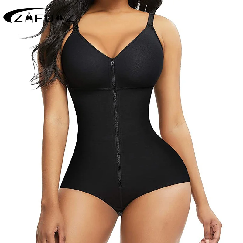 ZAFUAZ Women Slimming Underwear Bodysuit Corset Body Shaper Waist Shaper Shapewear Woman Post-Surgical Slimming Zip Hook Stage