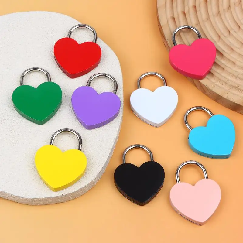 Romantic Heart Love Lock Metal Heart Shaped Padlock with Matching Keys 45*59*8mm for Anniversary Couple Gift