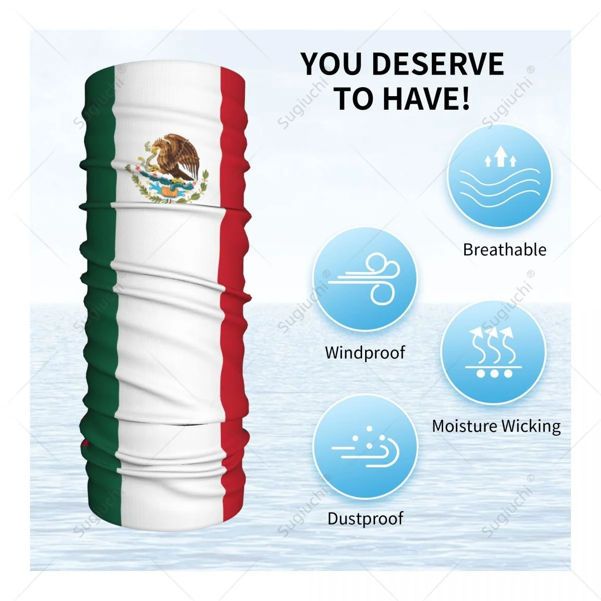 Unisex Mexico Flag Neckerchief Scarf Neck Face Mask Scarves Neck Warmer Seamless Bandana Headwear Cycling Hiking - view 6