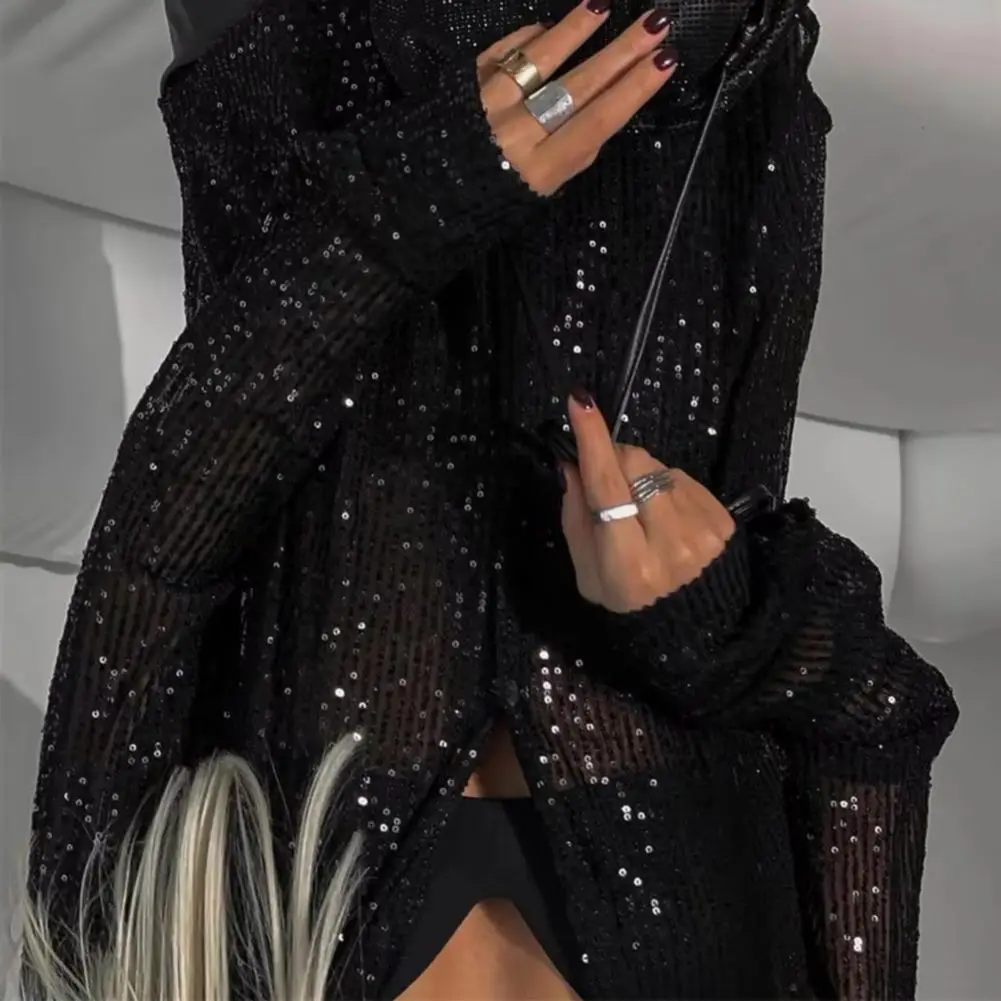 

Women's Satin 2026 Spring New European and American Bead Top Long Sleeve Cardigan Basic Cross border Women's Shirt coat