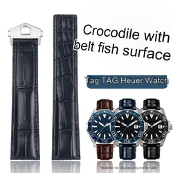 For TAG Heuer F1 Crocodile Leather Watch with 19/20/22mm Aquaracer Carrera Monaco Black Blue Brown Chain TAG Heuer Accessories