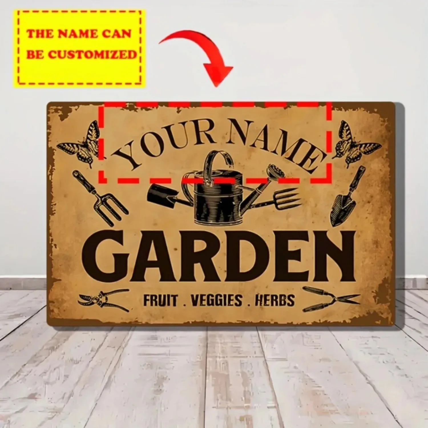 Personalized Garden Vegetable & Fruit Vintage Metal Sign Decorative Tag for Home & Garden Wall Decor
