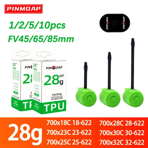 1/2/5/10 Uds nuevo tubo interior ultraligero para bicicleta de carretera válvula de bicicleta tubo interior neumático de Tpu 700c 45/65/85mm 28g tubo interior portátil
