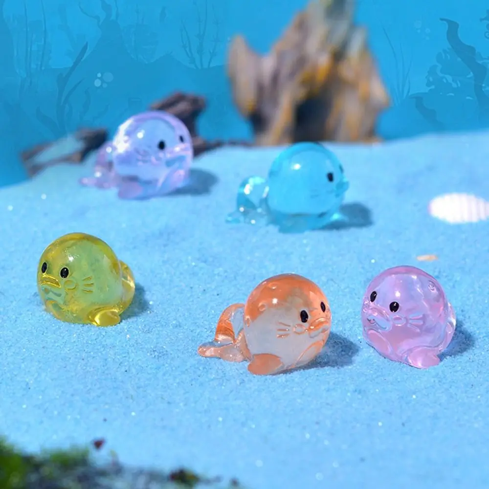 Cute Transparent Little Sea Lion Micro Landscape Resin Ornament Cartoon Seal Fish Tank Aquarium Accessory