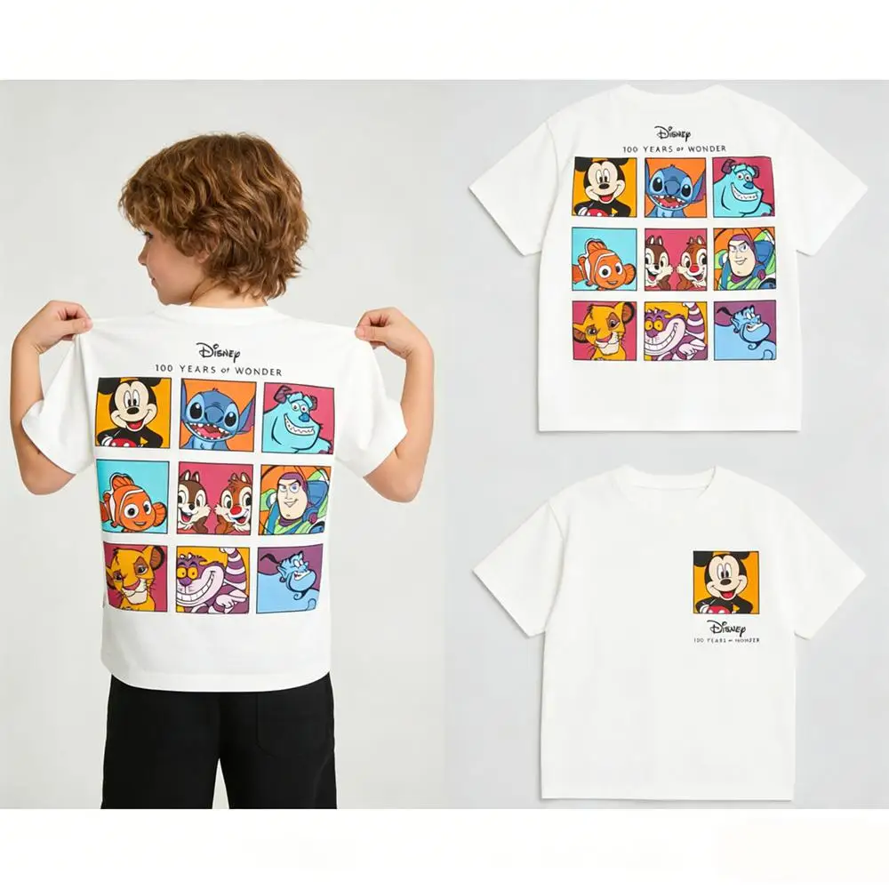 Cartoon Printed T-shirt Loose Casual Sports Tees Crewneck Pullovers Simple All-match Bottoming Shirt Baby New Design Cute Tops