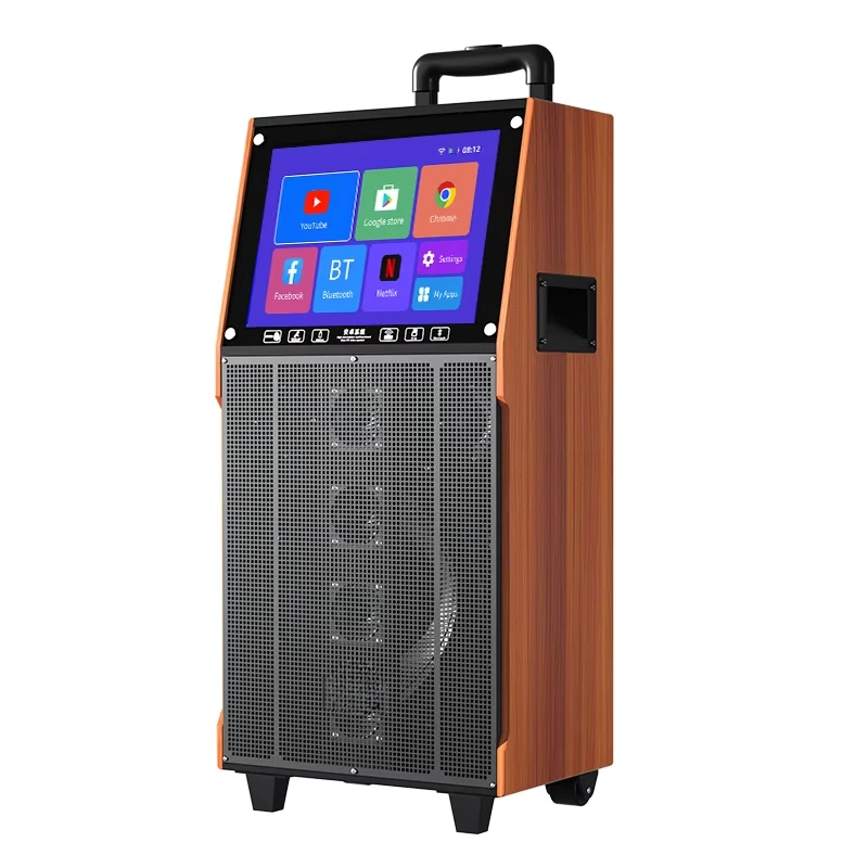 

K6 Portable Wireless Touch Screen Karaoke Machine Indoor/Outdoor Multifunctional Speaker Mini Wooden Box Home Theatre