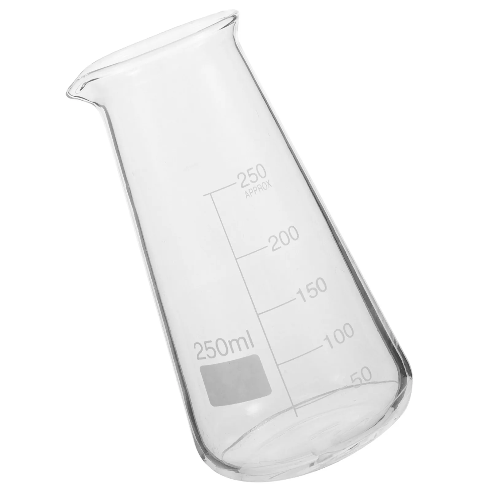 Frasco Cónico de Vidrio Borosilicato Transparente de 250 ml, Fácil de Limpiar, Boca Ancha, Frasco Erlenmeyer Graduado para Experimentos de Química de Laboratorio