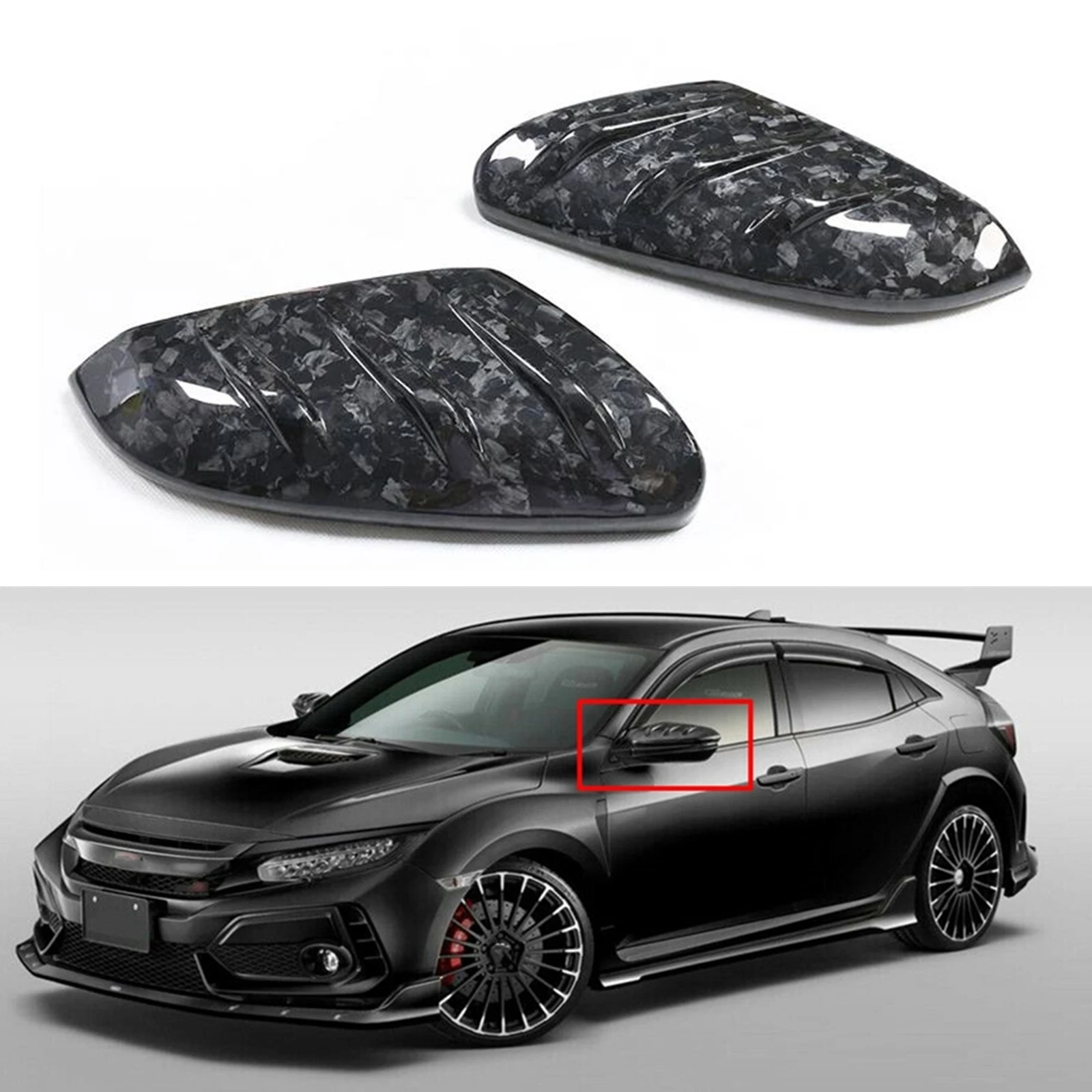 Mirror Cover For  Mugen Type-R FK8 2016-2021 Car Side Add On Forged Carbon Fiber Rear View Cap Rearview Reverse Shell