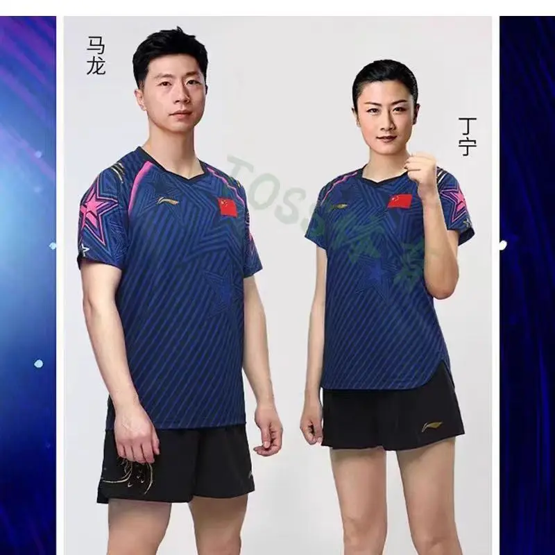 T-shirt da ping pong personalizzata da uomo e da donna ad asciugatura rapida t-shirt da badminton traspirante con scollo a v personalizzata per la pelle