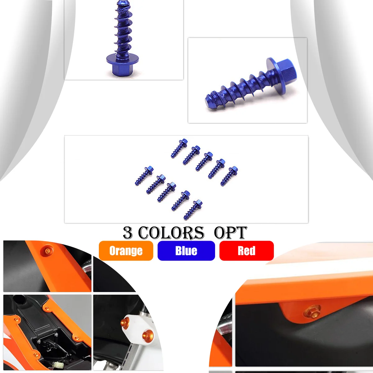 

10Pcs CNC Aluminum Self Tapping Screw Bolts Kit For Husqvarna FE TE FC TC FX TX For KTM EXC EXCF XC XCF XCW SX SXF 2004-2023