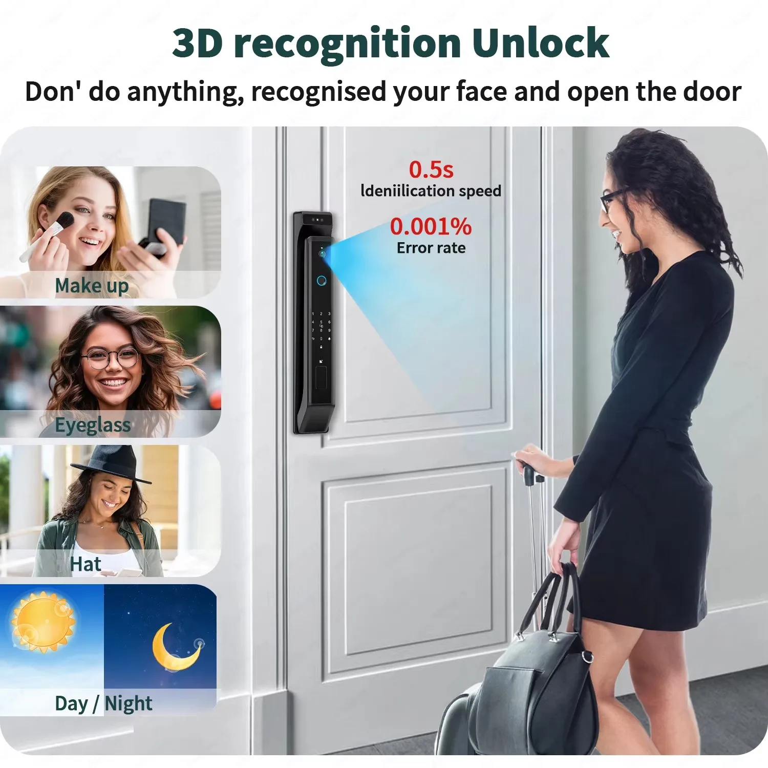 Tuya wifi Digital Electronic lock 3D face Smart door lock Password Camera video call For Home Electronic Lock  TTLock