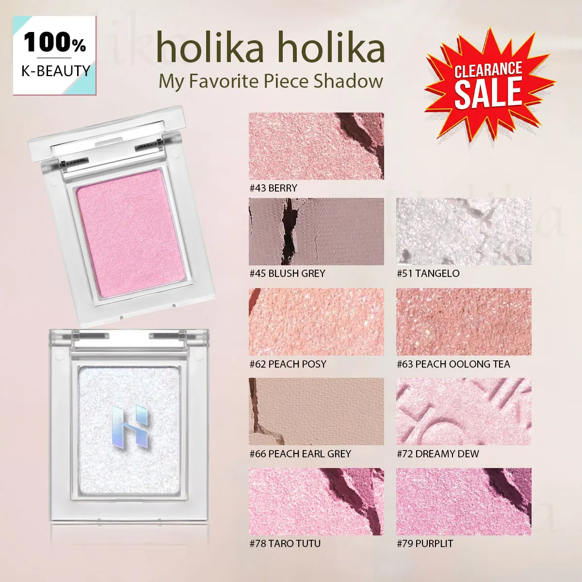 [Liquidación] HOLIKA HOLIKA My Favorite Piece Shadow, Maquillaje de Lujo, Acabado Brillante ​ Cosmético Coreano de Alta Pigmentación, Maquillaje Coreano