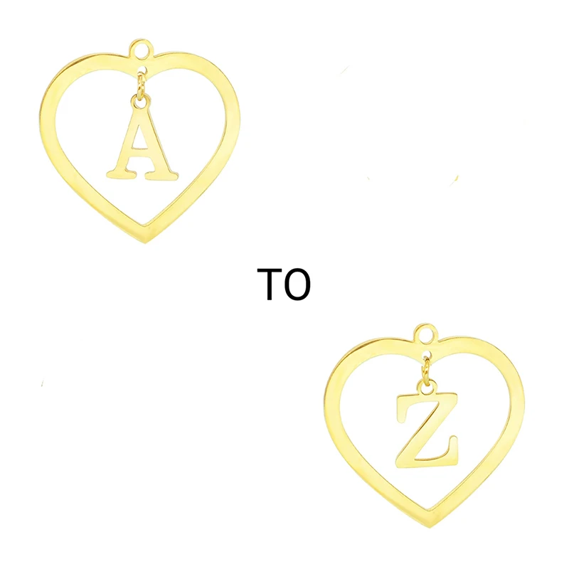 

26Pcs/Lot Two Tone&Gold Color A-Z Stainless Steel Heart Initial Name Letter Pendant For Making Necklace Charm High Quality