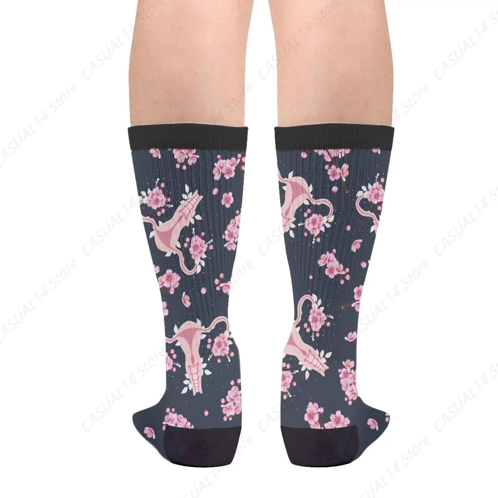 Bellissimo fiore di utero rosa Obgyn Infermiera Ginecologia femminile Casual Divertente Funky Novità Calzini per uomo Donna