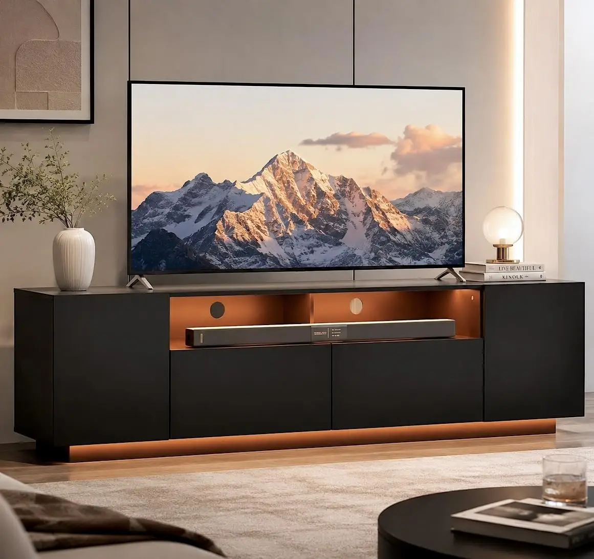 LED TV Stand 65/70/75 Inch Modern Entertainment Center Storage Cabinets Drawer RGB Lights Living Room, Customized