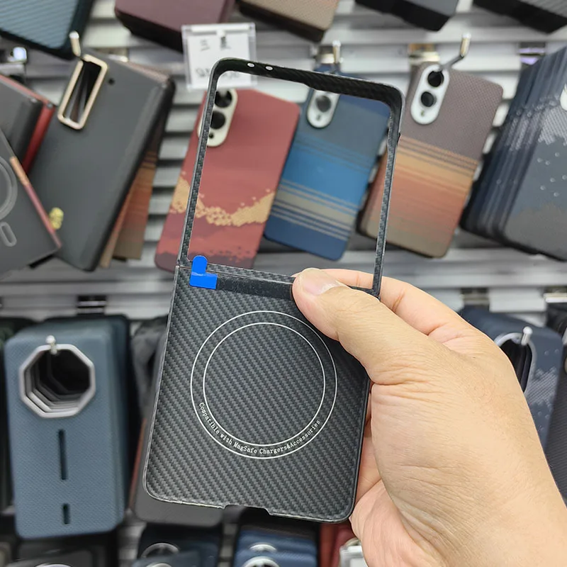 

Чехол для Samsung Z Flip 7 Flip7 Magsafe, магнитный, из углеродного волокна, арамидный, противовзрывной, защитный чехол для мобильного телефона