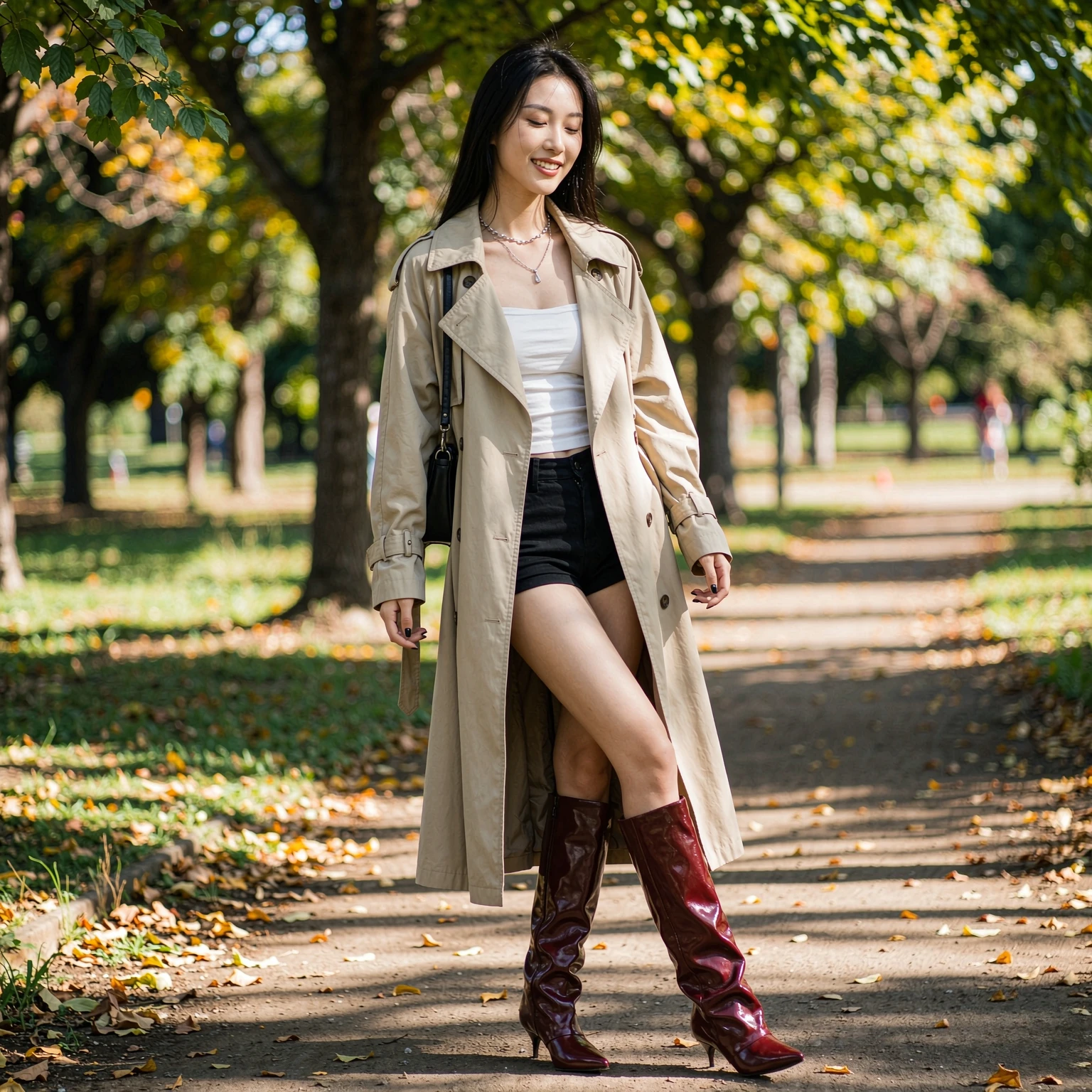 Women's Brown Knee High Boots Pointed Toe Kitten Heel Slouchy Mid-Calf Faux Leather Tall Boots for Women Dress Party Fall Winter