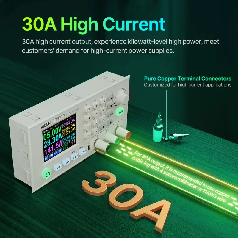 RD6030 60V 30A DC carregamento de bateria e 1500W PSU ajustável step-down regulador de tensão de mesa conversor step-down