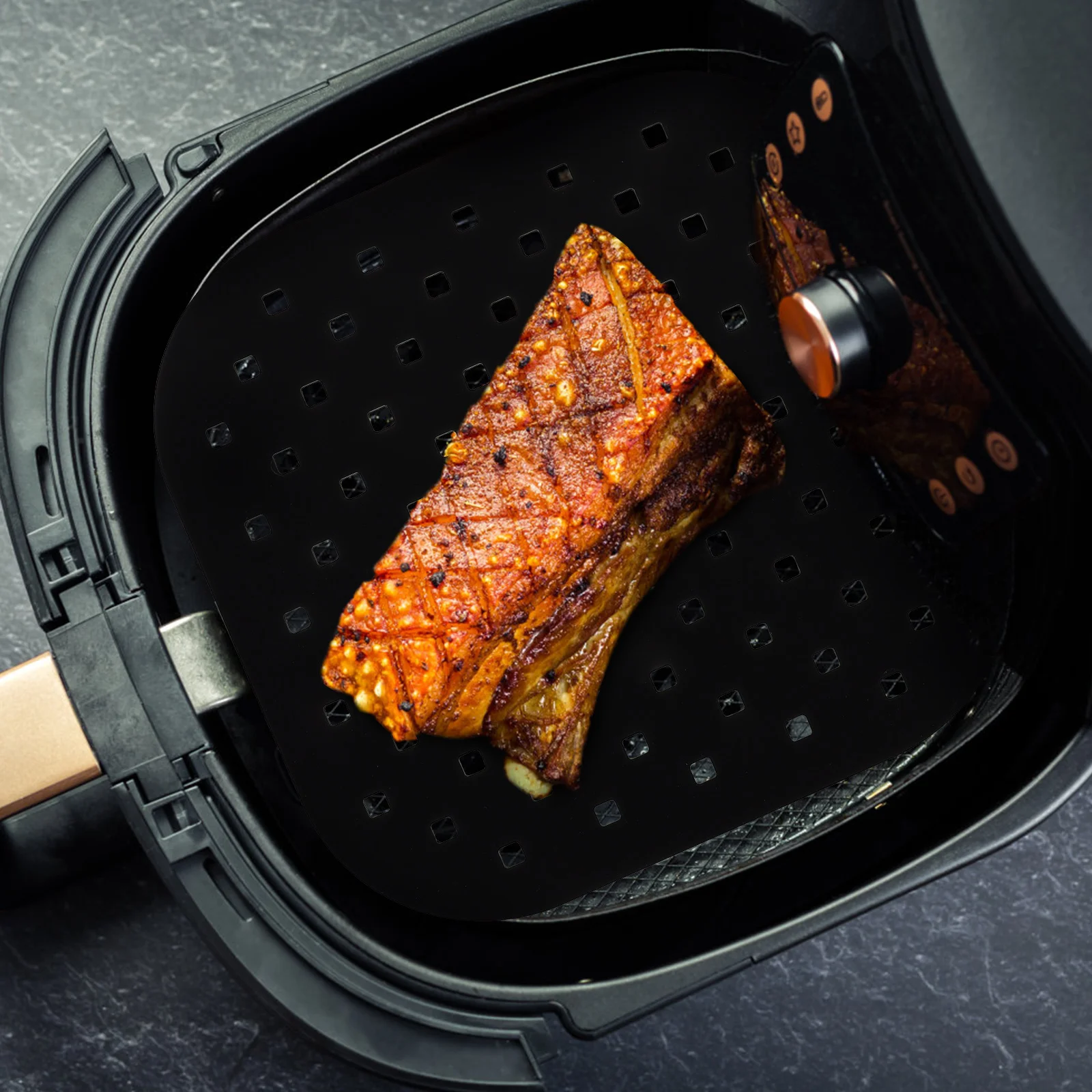 

2 Pcs 8 Inch Black Red Silicone Oil Filter Pad Air Fryer Liner Reusable Baking Mat Kitchen Bar Accessories Heat Resistant