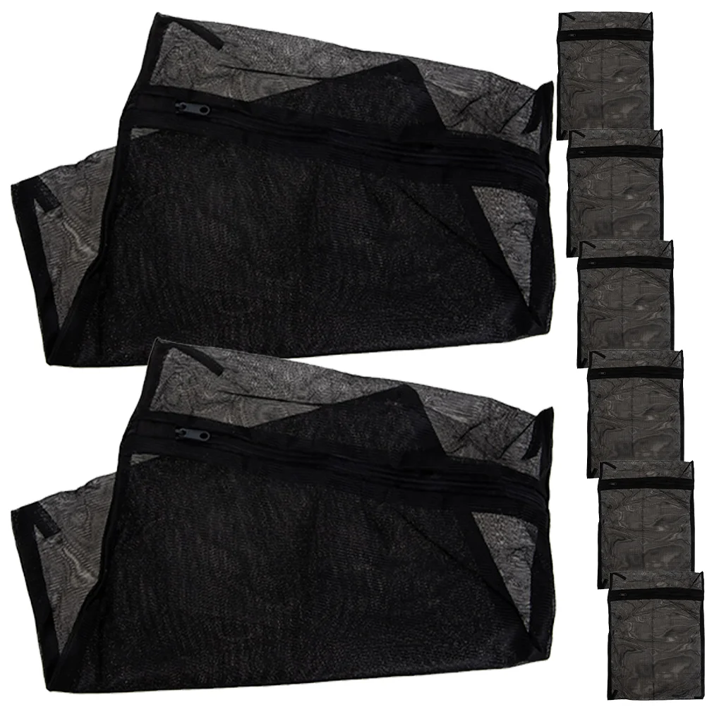 8 Pcs Black Laundry Bag Mesh Sock Bags for Washing Machine Polyester Breathable Delicate Clothing Storage Travel Use