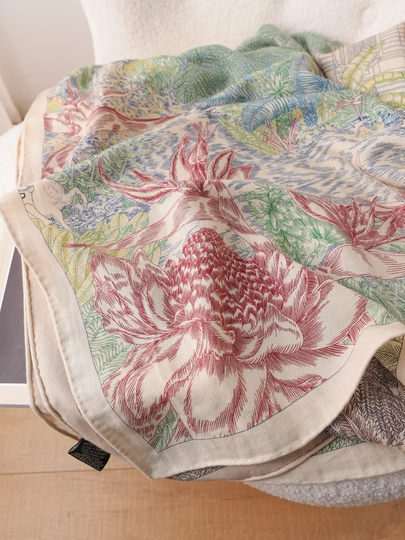 Dubbelzijdige Zijden Kasjmier Sjaal Vrouwen Gigantische Handgerolde Sjaals Ab Winteraccessoires Luxe Hoofdhaar Big Bandana \'S Decoratie