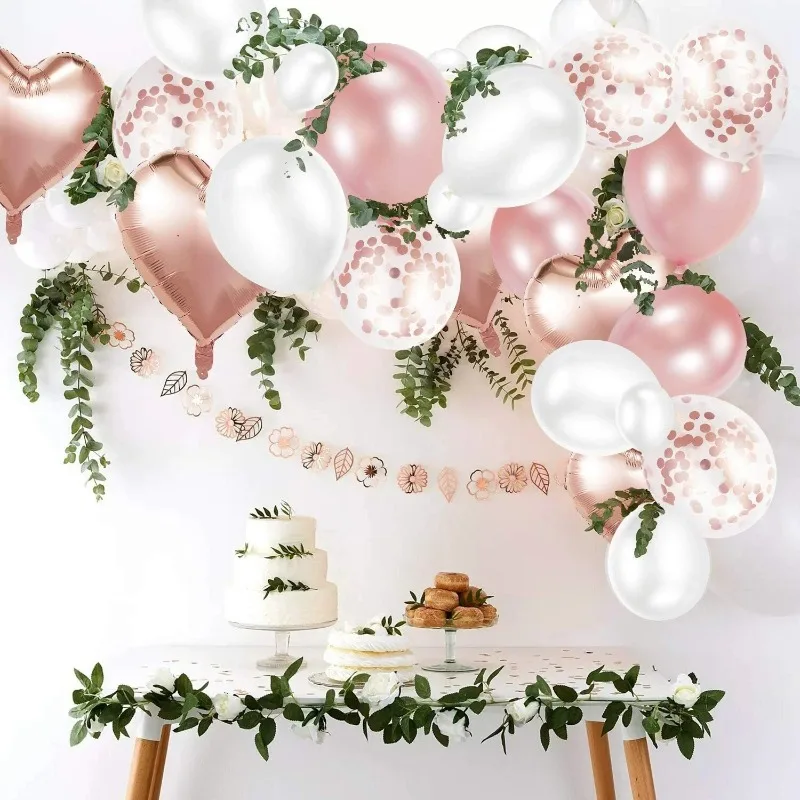 

Rose Gold Confetti Star Heart Latex Balloons Birthday Party Decorations Wedding Anniversary Supplies Balloon Arch Kit