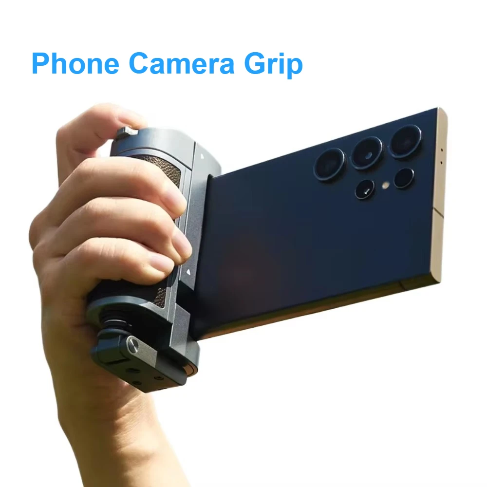 

Phone Camera Grip with Bluetooth, Hidden Selfie Stick Stand Multi-Mode Control Universal Fit for IPhone/Android - Vlog Essential