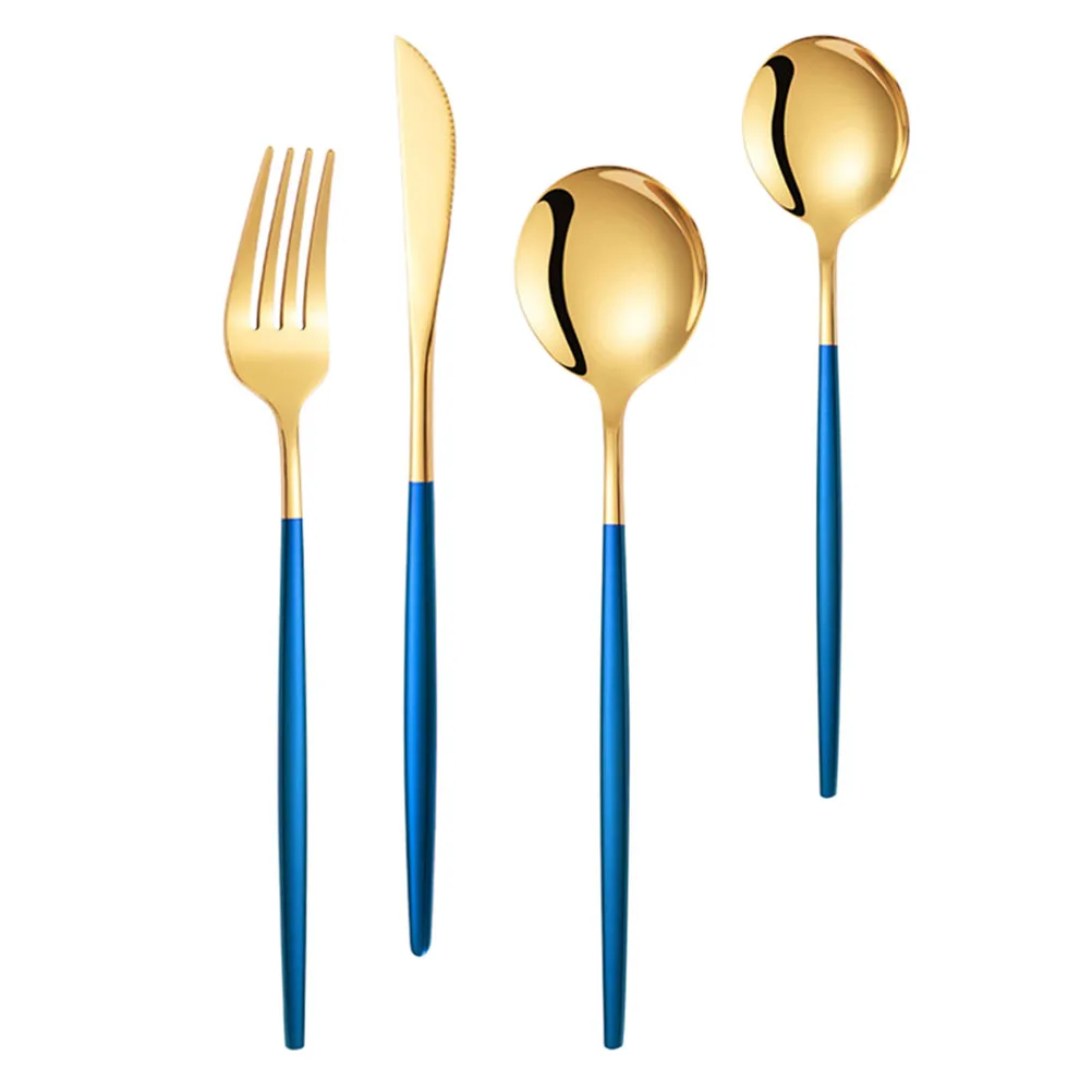 

1 set Stainless Smooth Surface Convenient Food Utensils Easy Clean Dinner Dinner Fork Multi-Function Steak Fork Spoon Knife