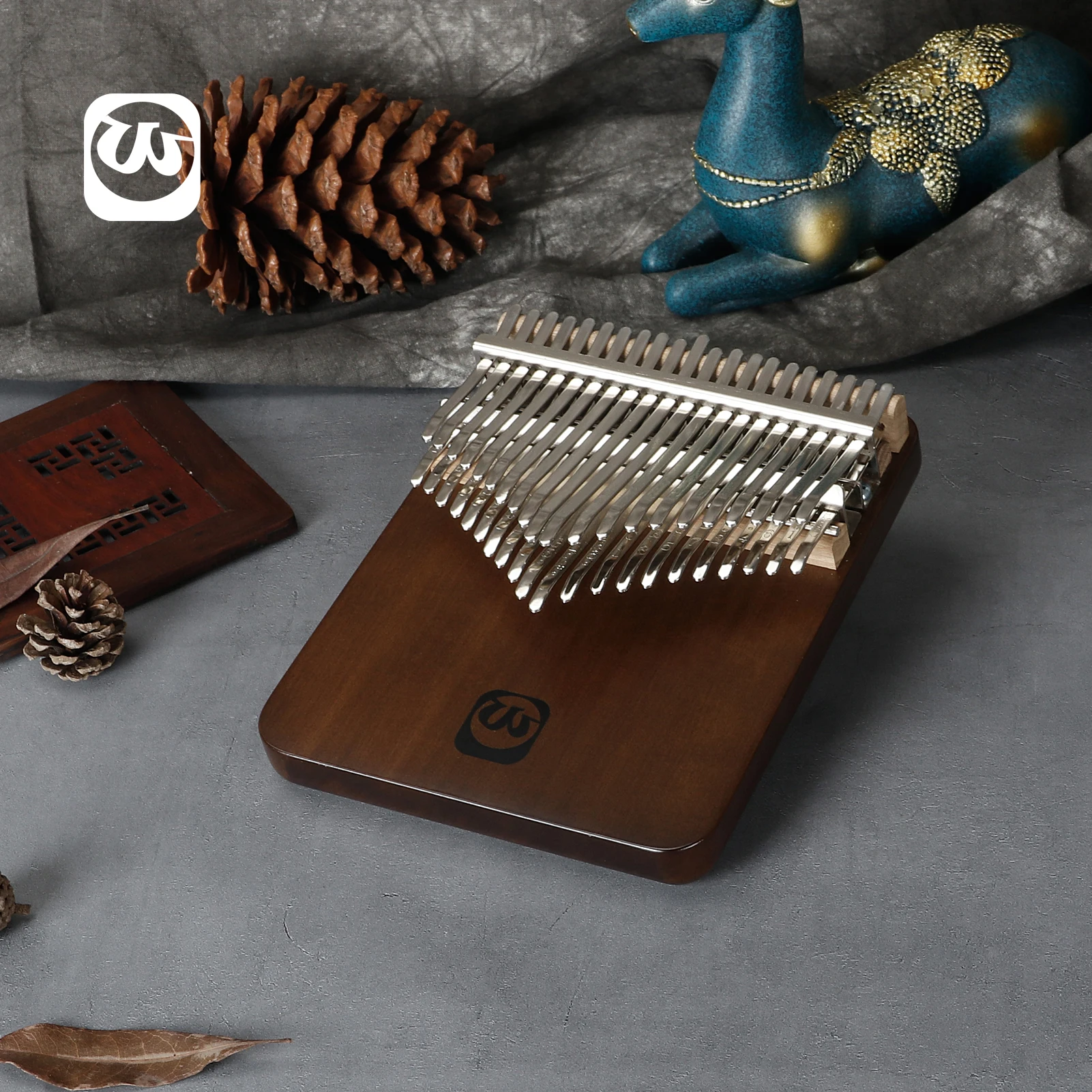 Thumb Piano 42 Keys, Flat-board Finger Piano Walnut Wood Marimba Music Gifts with Song Book and Tune Hammer WALTERT