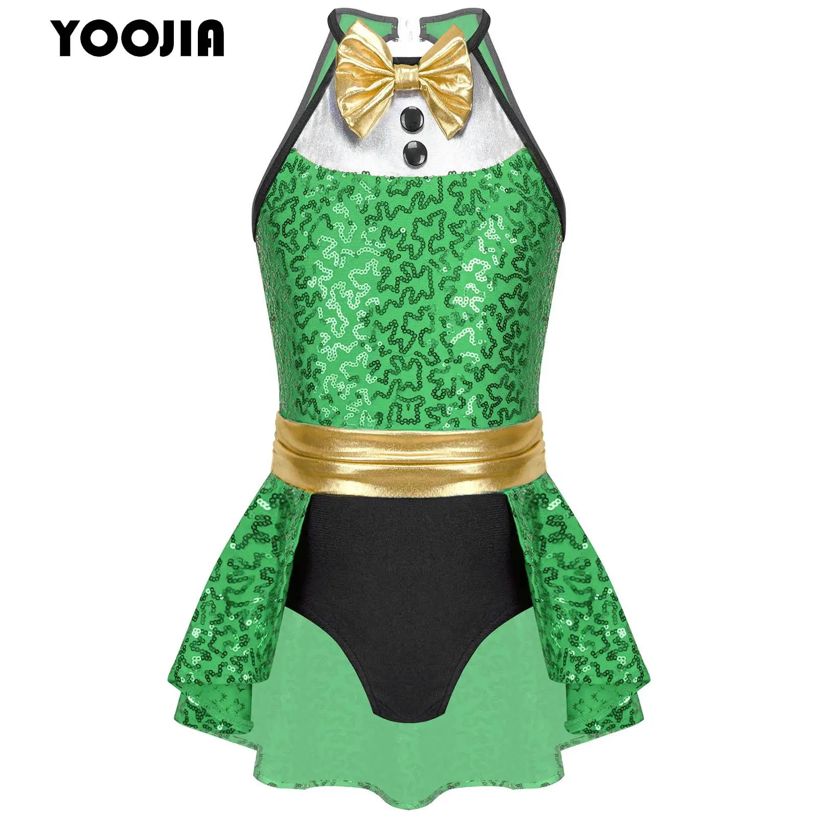 

Girls Sequin Tuxedo Leotard Bodysuit Dress for Christmas Halloween Circus Magician Cosplay Moden Jazz Tap Latin Dance Costume