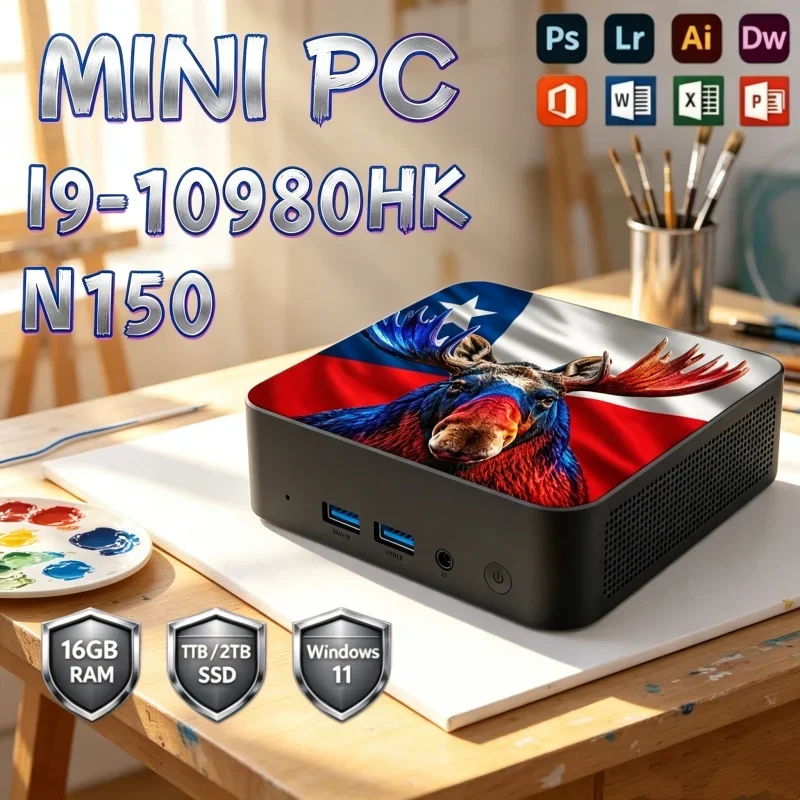バランスコアi9-10980hk-n150-clパターンミニpc、wifi6-bt52、デュアルギガビットポート、4kマルチディスプレイ対応コンパクトホスト