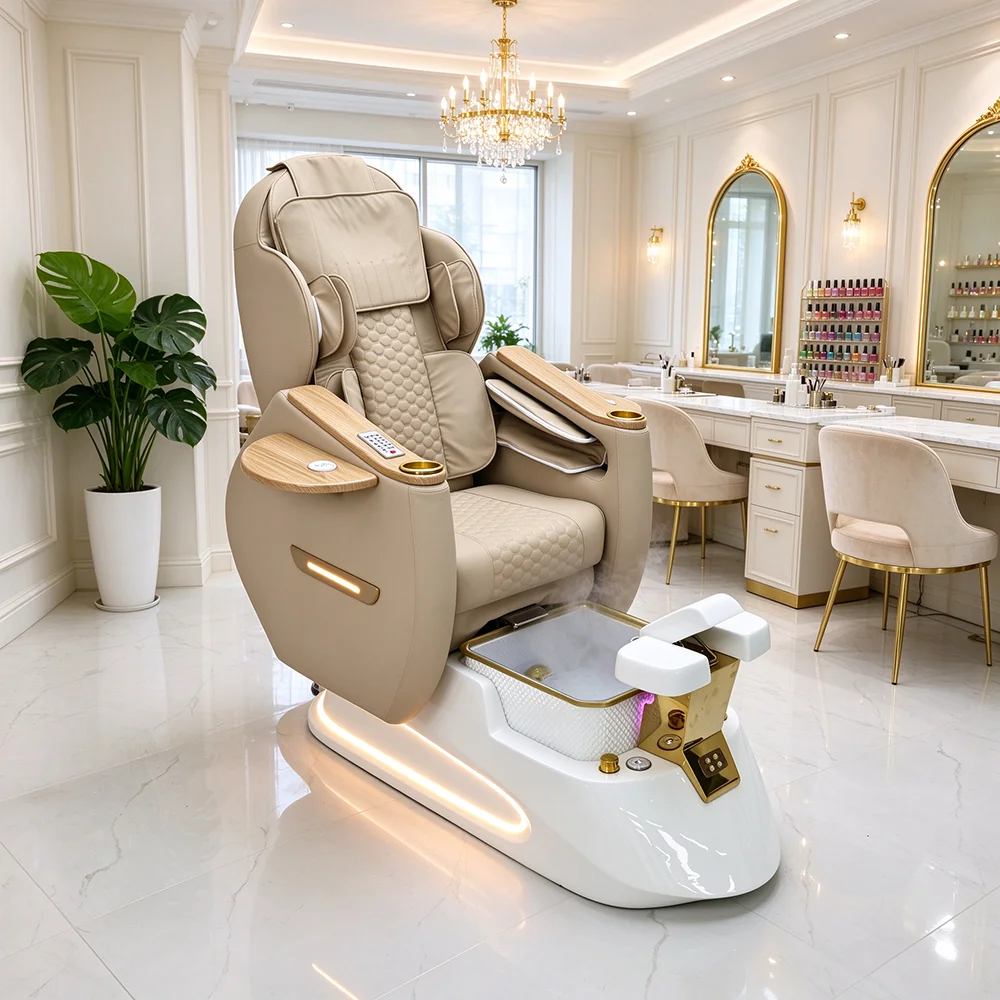 Factory Customized Automatic Lying Pedicure Chair Fabric Craft Foot Bath Spa Massage Chairs Nail Salon Sofa - view 2