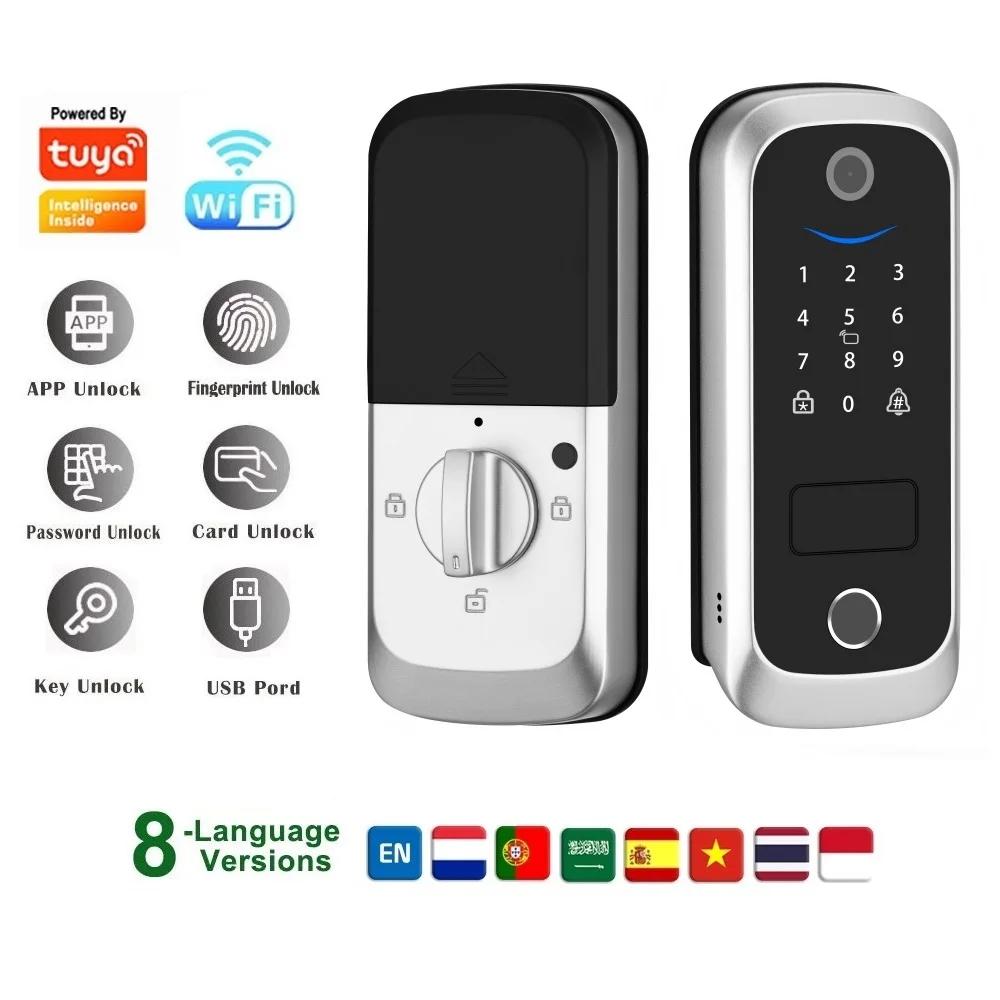 serratura-intelligente-con-telecamera-wi-fi-e-app-tuya-dotata-di-blocco-a-chiavetta-impronta-digitale-password-scheda-e-chiave-nfc-per-l'apertura-e-il-controllo-degli-accessi-ideale-per-la-sicurezza-di-stanze-e-abitazioni