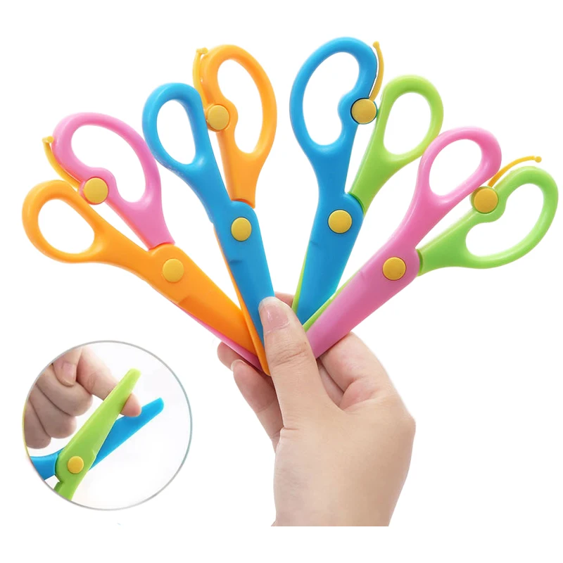 1 ~ 10 قطعة مقص بلاستيكي مزدوج اللون الربط اليدوية DIY بها بنفسك مقص آمن لوازم الفن طالب قطع الورق المحددة أدوات TMZ #1