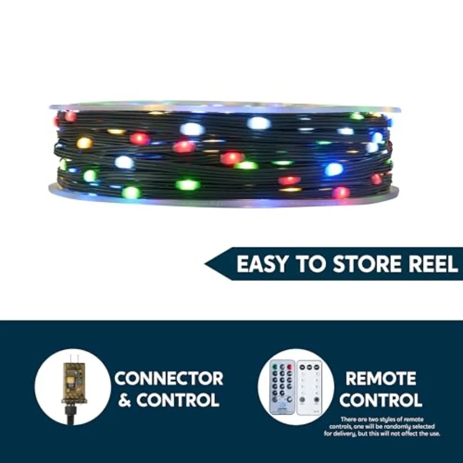 Joiedomi 1200 LED Christmas String Lights Outdoor, 394Feet Fairy Light with Remote 8 Modes Timer, Plug in PVC Green Wire Lighti