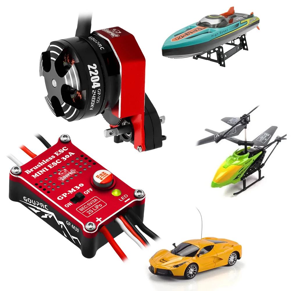 

2204 2400KV Brushless Outrunner Motor with Transmission and 30A Brushless ESC for 1/24 RC Crawler Axial SCX24 Upgrade
