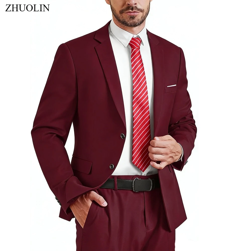 Hochwertige Herrenanzüge für Hochzeit, 2-teiliges Set, elegante Jacken, Hosen, Stretch-Blazer, maßgeschneidert, formelles komplettes Kostüm 2025