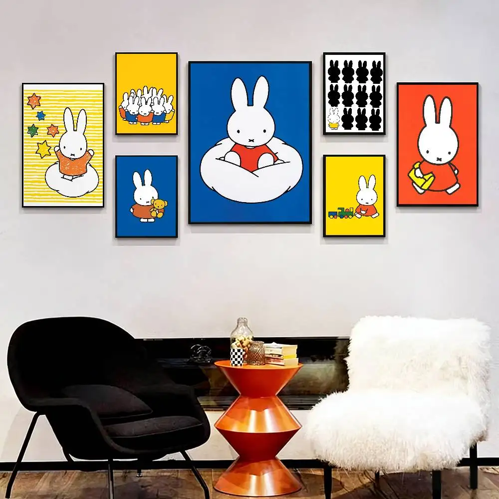 Cute MIFFY Cartoon Poster Wall Prints for Living Room Bedroom Office Home Decoration Gift