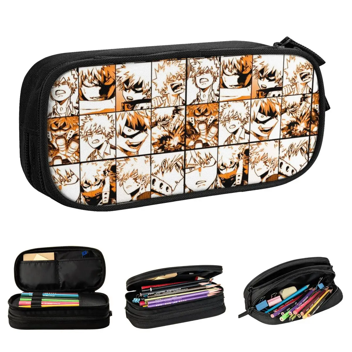 Bakugo Katsuki Collage MHA Pencil Case Fashion Anime Pen Pencil Bags Kids Big Capacity School Supplies Gifts Pencilcases