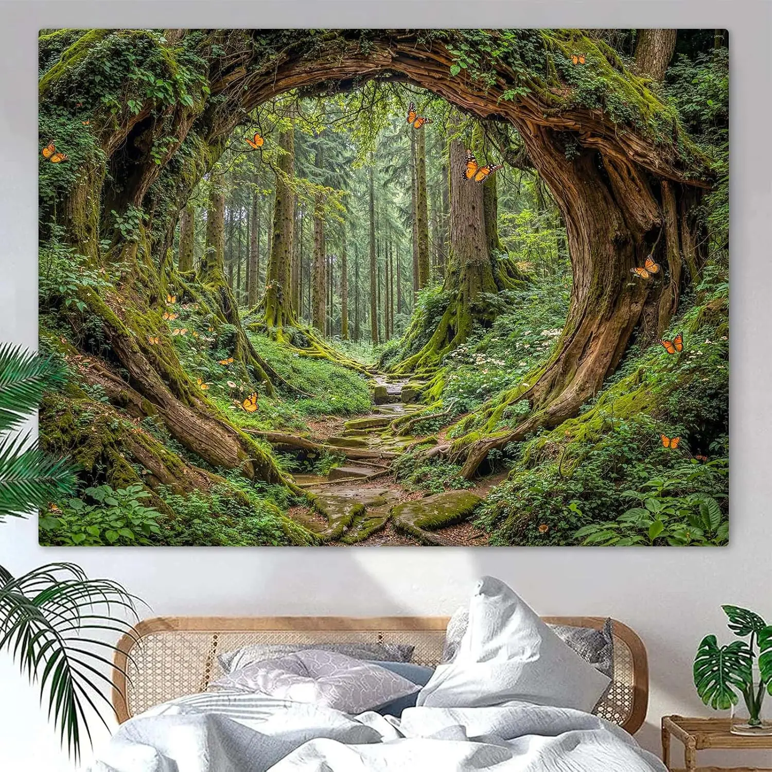 Nature Landscape Tapestry Forest Tree Tapestry Woodland Natural Sunrise Wall Hanging for Bedroom Living Room Dorm Office Decor