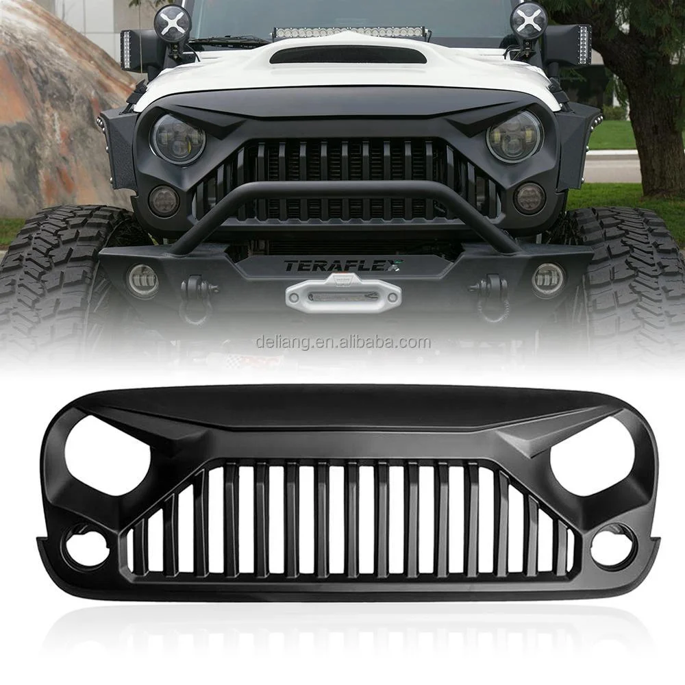 For Jeep Wrangler JK 2007-2017 Grille Black Front Middle Net 4*4 Modify Car Auto Part