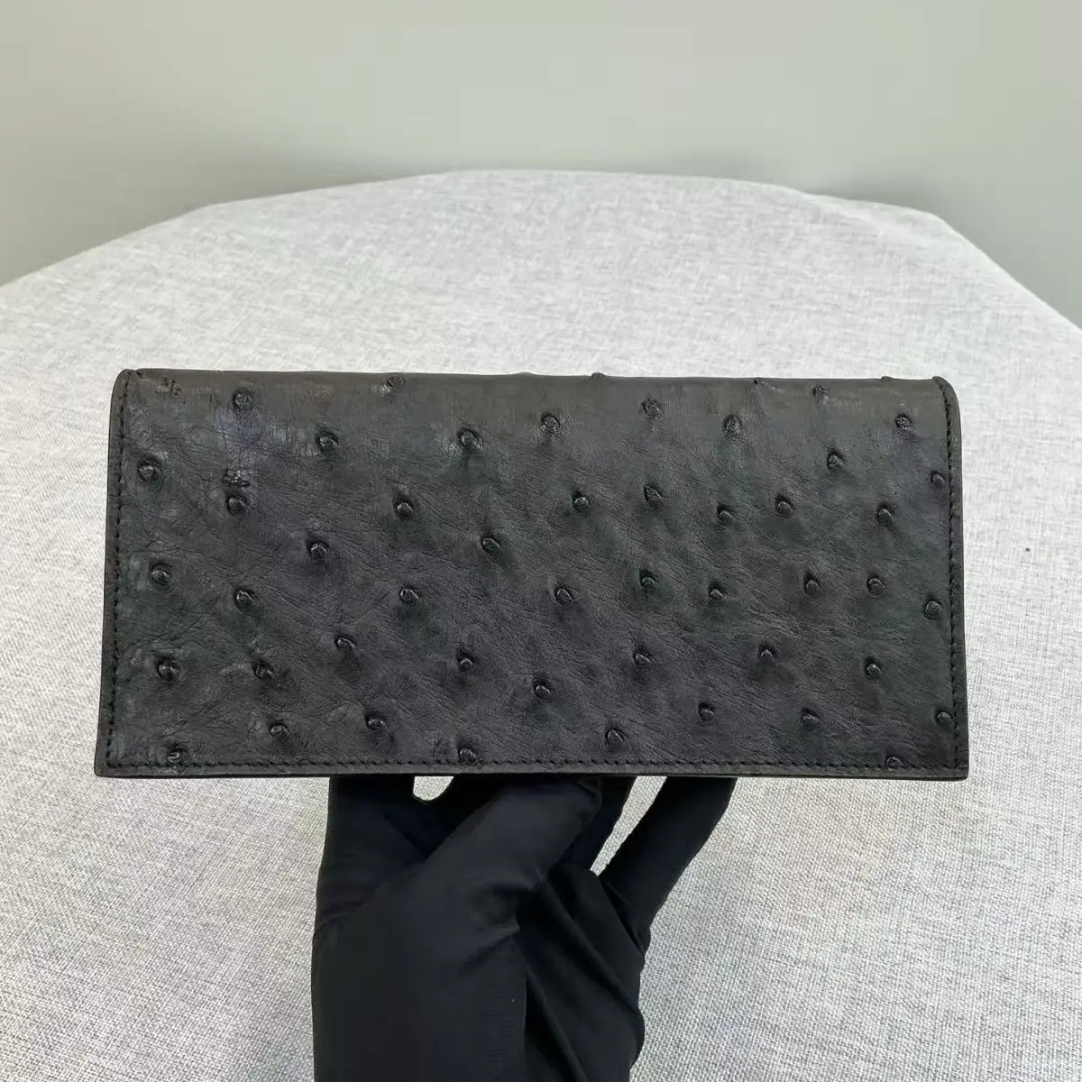 

2026 New Fashion Business Men's Ostrich Skin Genuine Leather Wallets Long Organizer Wallet Boy Brand Luxury Card Holder Purse