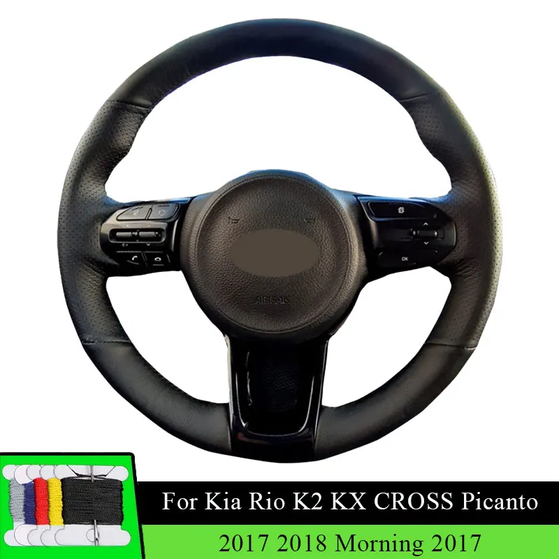 

Scratch-Resistant Car Steering Wheel Cover Microfiber Leather For Kia Rio K2 KX CROSS Picanto Morning Auto Steering Wrap