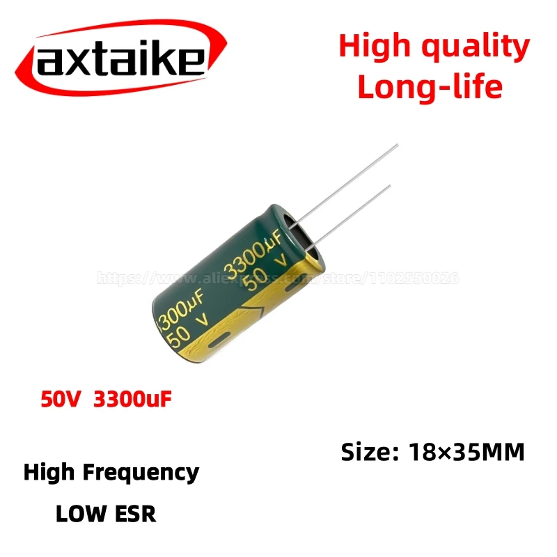 

2PCS 50V3300uF Aluminum Capacitor, High Frequency Low ESR 105°C Radial for Power Supply Long-life 18×35MM