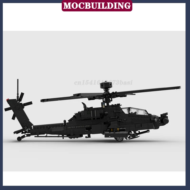 MOC City Helicopter AH-64E Model Building Block Assembly Aircraft Transport Vehicle Boy Birthday Gift Toy