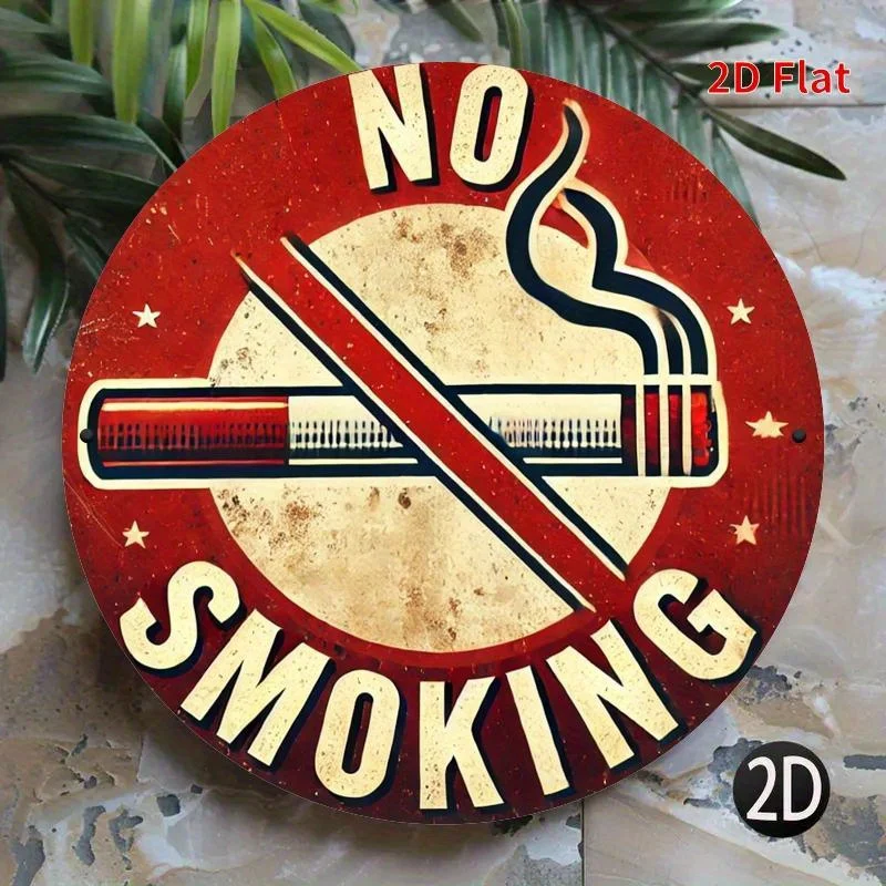 2D flaches 1-teiliges Retro-Holzschild „No Smoking“ – Retro-Holzwandkunst und rotes und weißes Design, geeignet für No-Scenario's – Detail 5