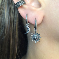 Sun and Moon hoop earrings, Sun hoop earrings, hoop earrings, gothic jewelry, celestial jewelry, moon hoops, moon earrings,