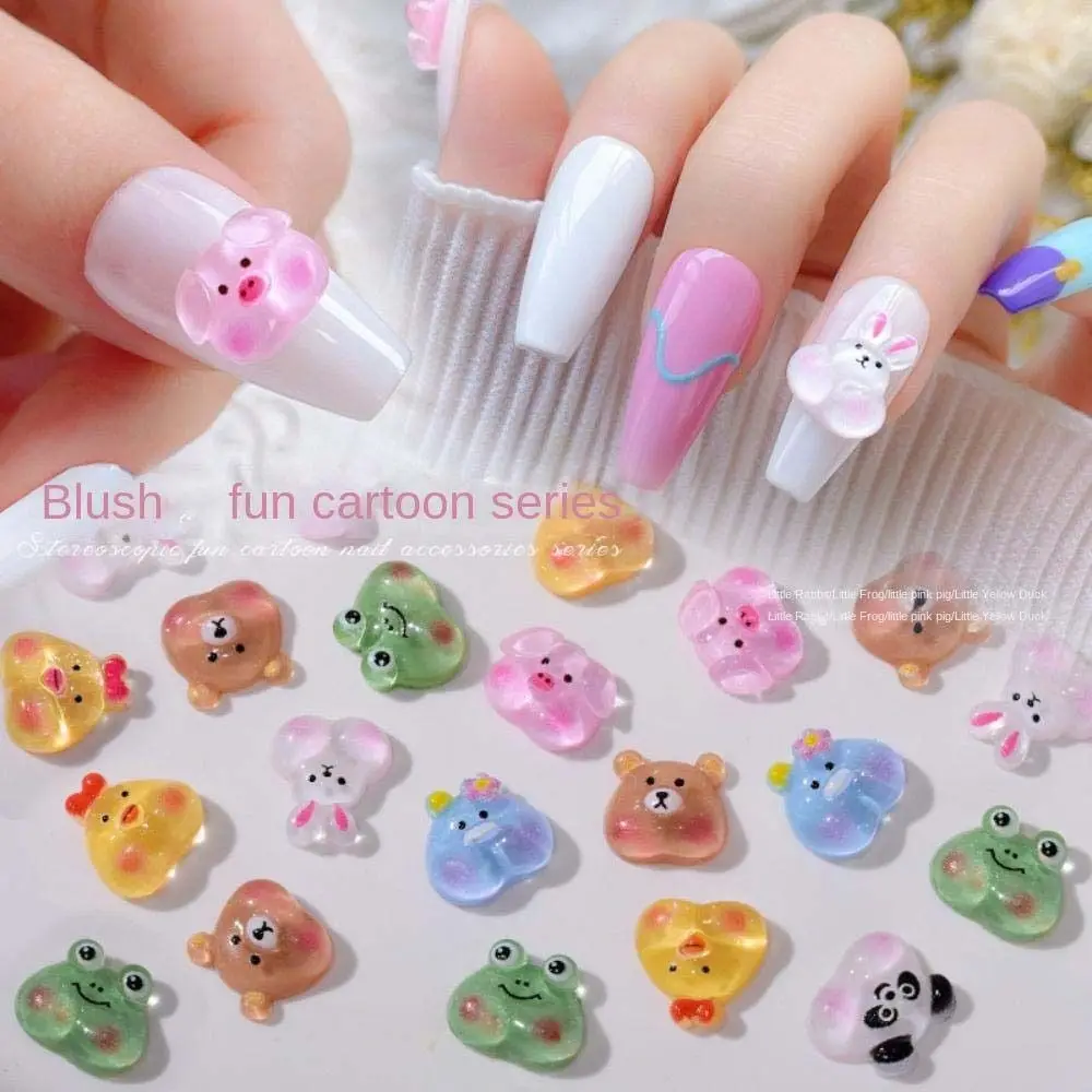 Accesorios Adorno de uñas Oso Conejo Joyería de uñas 3D Decoraciones de uñas de dibujos animados Taladros de uñas de dibujos animados Diamantes de imitación de uñas de animales