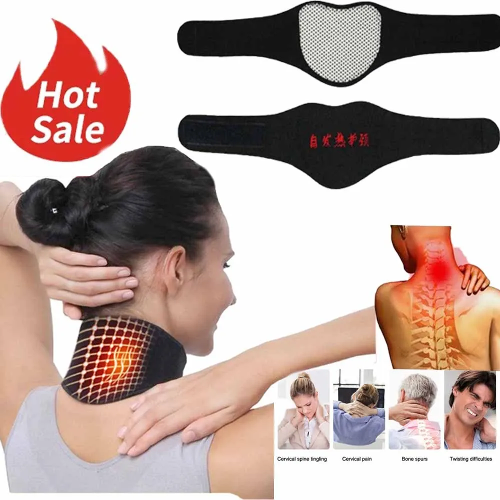 Self-heating Tourmaline Neck Magnetic Therapy Support Belt Black Protect Band Neck Support Massage Health Care
